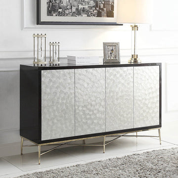 59" Modern Sideboard Buffet White Natural Shell Surface with Doors & Drawers & Shelves